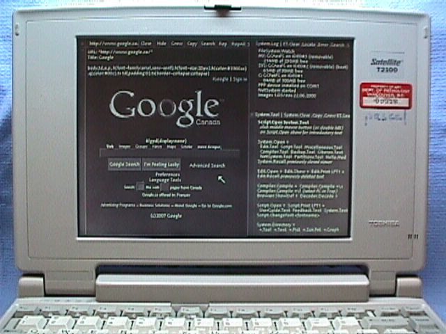 T2100 displaying a Web page.