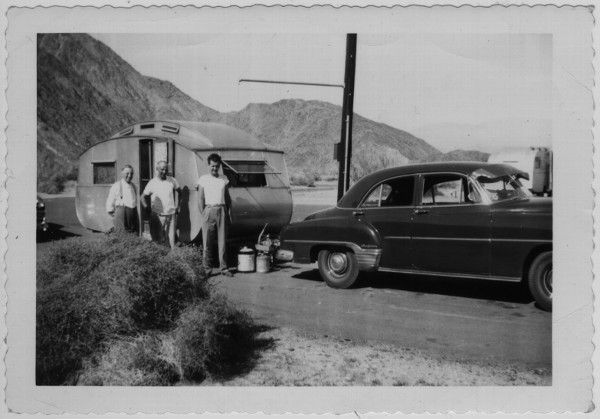 George Easthope, Percy Easthope and Percy's son Vincent at the Coachella Valley, 
California, ca. 1945.